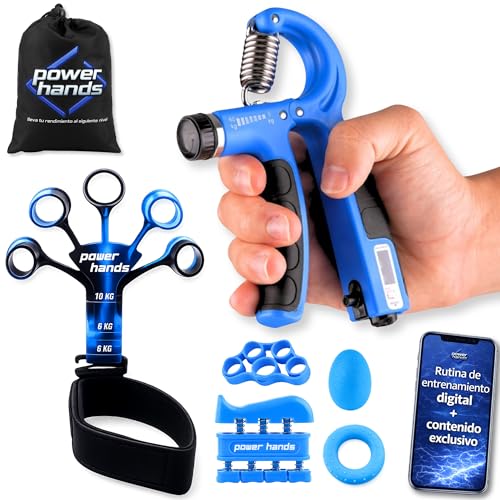 SUPER PACK fortalecedor de Manos y brazos– Hand Grip completo con Accesorios para Fortalecimiento, Entrenamiento y Rehabilitación - Accesorios gimnasio - Escalada accesorios