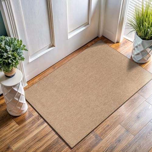 Washable Easy Jute Rug 2x3, Indoor Outdoor Doormat Natural Color