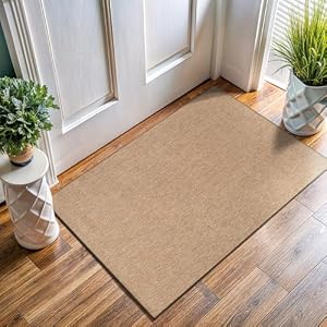 Washable Easy Jute Rug 2×3, Indoor Outdoor Doormat Natural Color Farmhouse Area Rugs for Living Room, Kitchen Rug High Traffic Area, Easy Clean Solid Boho Woven Design Outside Carpet (2 X 3 Natural)