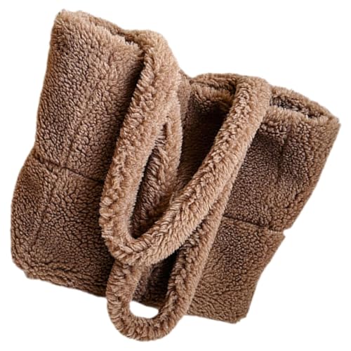 Sac fourre-tout en peluche couleur café pour femmes et adolescentes avec grande capacité