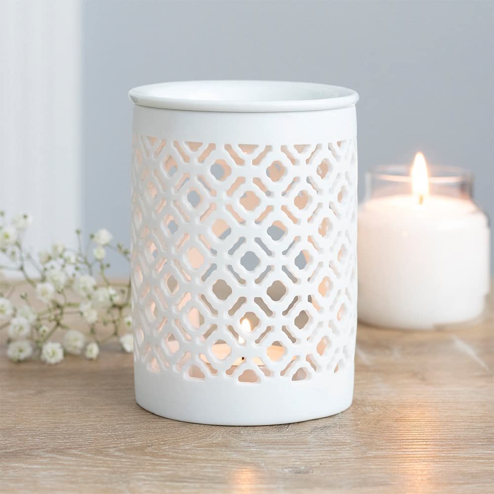 Zale Yardley White Wax Melt Burners, Oil Burner, Essential Oil Diffuser, Wax Burner, Wax Melt Aromatherapy Diffuser, Oil Burner, Wax Warmer, Bedroom Décor, Home Décor Accessories