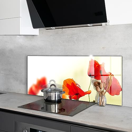 Panneau de cuisine Wallfluent grand format 125x50 cm avec coquelicots - 4