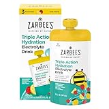 Zarbee's Triple Action Hydration Electrolyte Drink for Kids with Zinc & Prebiotics, Replenishes Lost Electrolytes and Helps Prevent Dehydration*, Dye-Free, Strawberry Lemonade Flavor, 3 x 5 fl. oz