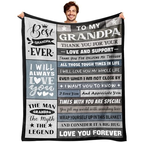 YPURTSD Fathers Day Grandpa Gifts from Grandkids - Grandfather Birthday Present from Granddaughter Grandchildren - Christmas Birthday Gifts for Grandpa - Best Grandfather Ever Blanket 50