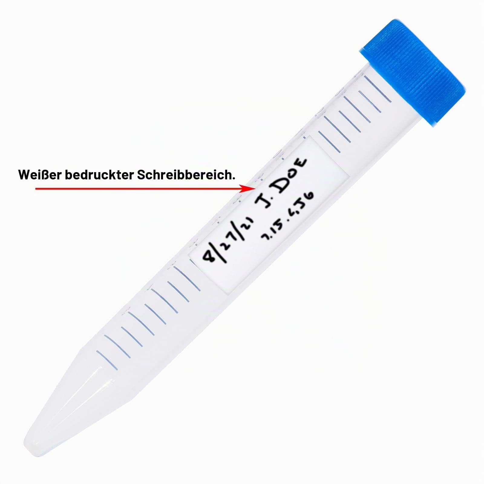 Globe Scientific 15mL Centrifuge Tube with Attached Blue Flat Top Screw Cap, 6286, Polypropylene, Sterile, Printed Graduation, Racked, 50/Rack, 500/CS