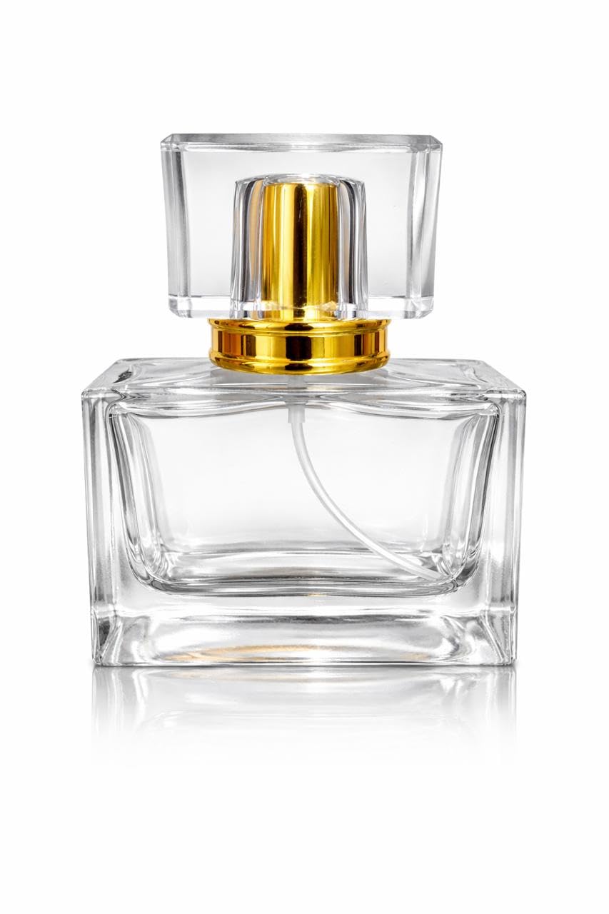 Hunky Dory 30ml Empty Refillable Glass Bottle with Spray Pump and Royal Cap for For DIY Perfume, Essential Oils, Blends, Rose Water, Transparent