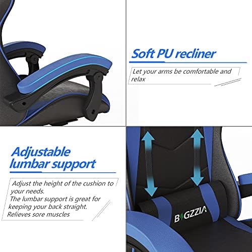 bigzzia Gaming Chair Office Chair Desk Chair Swivel Heavy Duty Chair Ergonomic Design with Cushion and Reclining Back Support