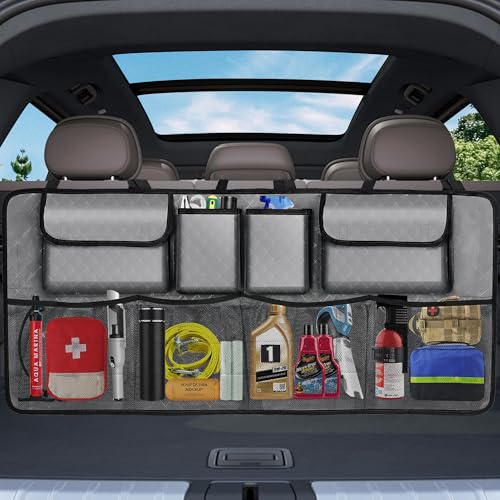 Image of Car Trunk Organizer and Storage, Large Capacity Backseat Hanging Storage Accessories, Backseat Car Organizer for SUV /MPV /Truck (Grey)