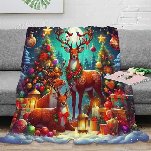 Couverture cerf 3D en microfibre 127x152 cm douce et chaude pour lit et canapé - 2