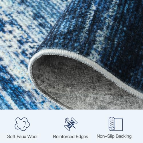 Stiio 8x10 Area Rugs for Living Room, Washable Abstract Navy Blue Carpet - image 6