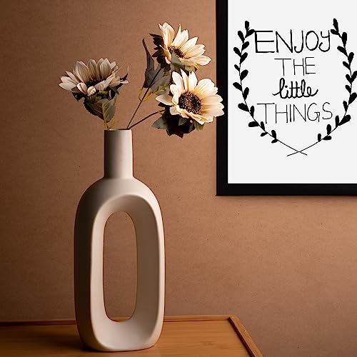 MRD White Ceramic Flower Vase Matte Finish 12 Inch Long Oval Shape Bottle Vase for Living Room, Dining Table Decoration (1 Piece, Without Flower) (B0C14CXWK4) Amazon Price History, Amazon Price Tracker