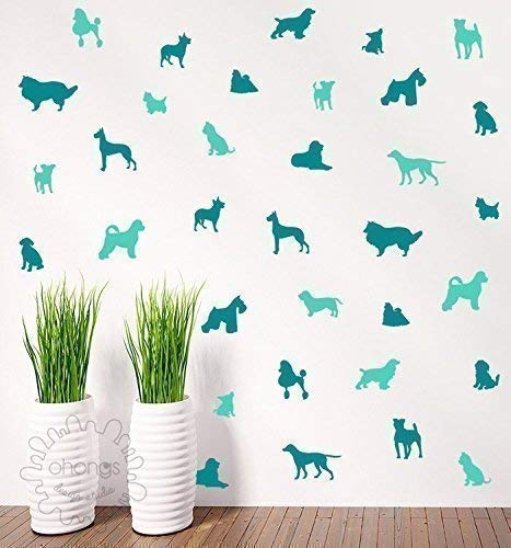 image for Ohongs Design Studio Dog wall decal/doggie Decal / 36 dogs Pattern Wal