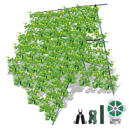 SZMDLX Faltbares Gurken Rankgitter, Tomaten Rankhilfe, DIY Gartenspalier für Kletterpflanzen Rankhilfe im Freien, Gurkenspaliere Kletterpflanzen Rankgitter für Blumen & Nutzpflanzen, Grün