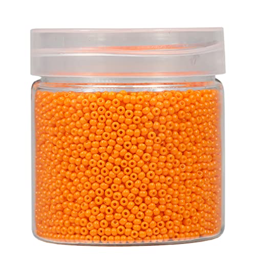 Bala&Fillic Cuentas redondas de 2 mm para enhebrar, 10.000 unidades/110 gramos en caja, perlas de cristal naranja 12/0 pequeñas cuentas para hacer joyas, pendientes, pulseras, collares (naranja)