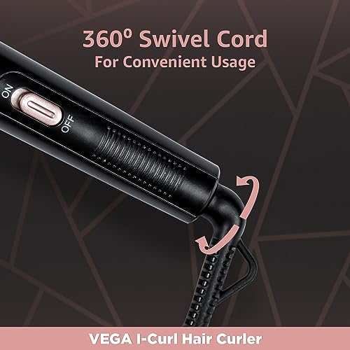 Vega I-Curl Hair Curler for Women with 0.5 inch-1 inch Barrel, Quick Heatup Technology, Rose Gold, (VHCH-05) - Image 5