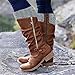 Knee High Boots for Women Wide Calf,Mid Calf Sweater Knitted Ruched Cuff Snow Boots Fashion Side Zipper Vintage Winter Booties Low Heel Motorcycle Riding Round Toe Comfortable Tall Boot,brown