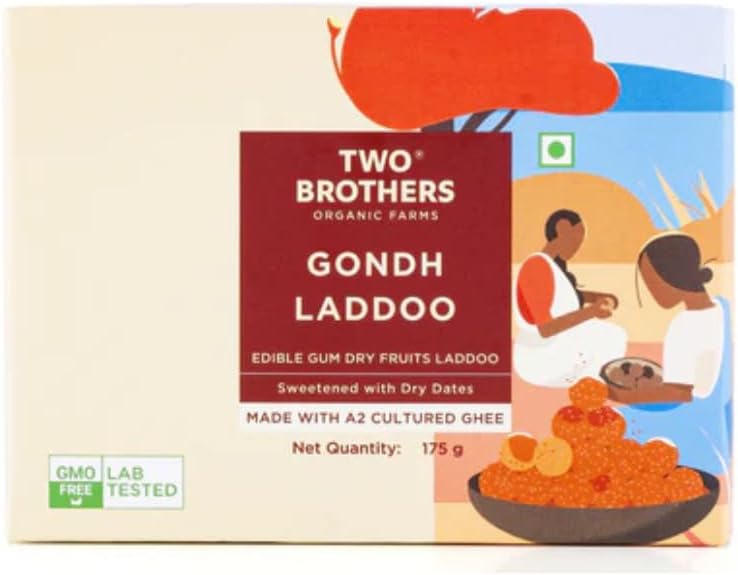 Two Brothers Organic Farms Natural Gondh Laddoo | Sugar Free | Sweetened with Dates | Protein Rich | Made with Desi Ghee | Immunity Booster | 100% Natural Snack
