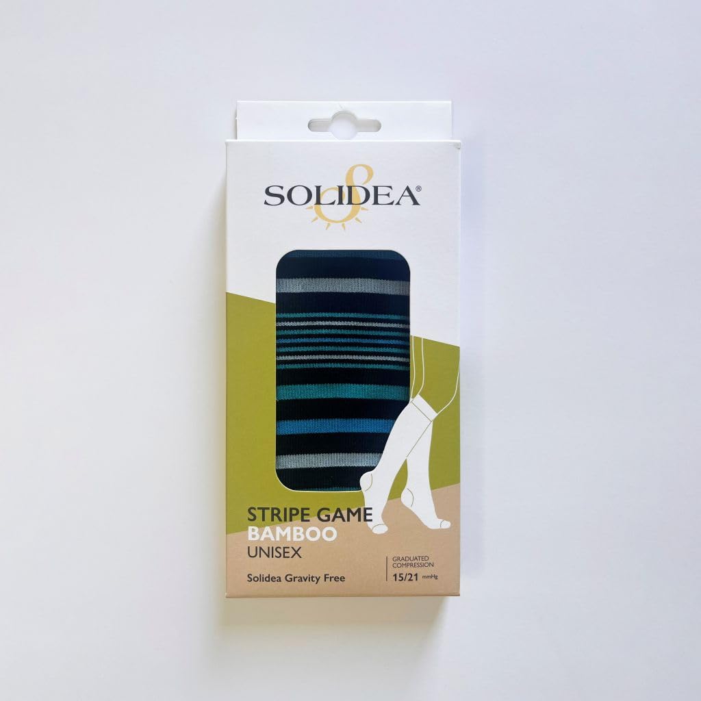 SOLIDEA Gambaletti STRIPE GAME PEGASO, Colore NERO, Calze a compressione graduata 15/21 mmHg Art. 0636A0