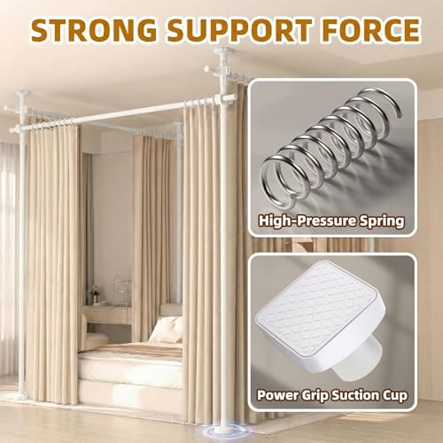 Image of Room Divider Curtain Rod for Wide Space Room Separation,4-10ft(H) 28-209inch(W) Wall Divider for Room Separation, Heavy Duty Room Partition Separator, Adjustable Folding Privacy Screens,White