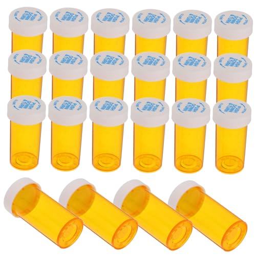 FUNOMOCYA Portable Pill Bottle 25pcs Set Mini Medicine Dispenser for Travel Empty Travel Pill Container Child-Proof Cap