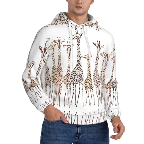 Sweat à capuche homme imprimé girafe doux et chaud vêtement décontracté léger