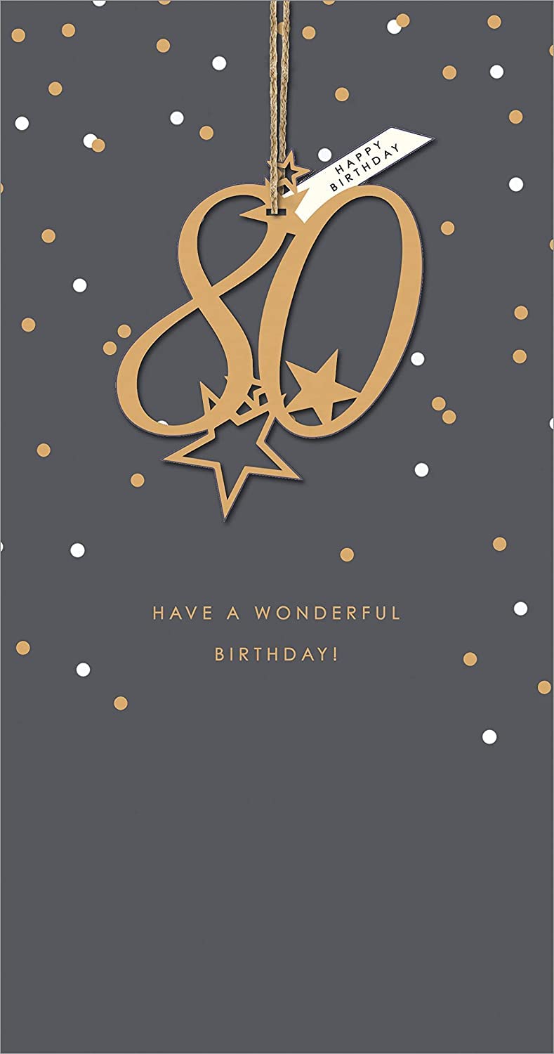 UK Greetings 80th Birthday Card for Him/Her/Friend - Raffia Design