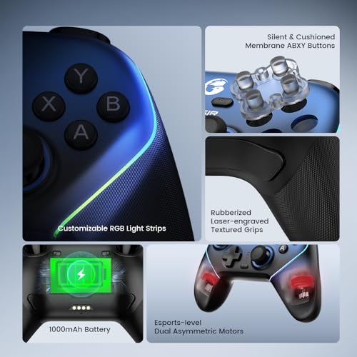 GameSir Super Nova Wireless Gaming Controller for PC/Switch/Switch 2/iOS/Android, 1000Hz Polling Rate, Hall Effect Stick & Trigger, Rubberized Grips, RGB Lighting, 1000mAh - Blue by GameSir - Image 5