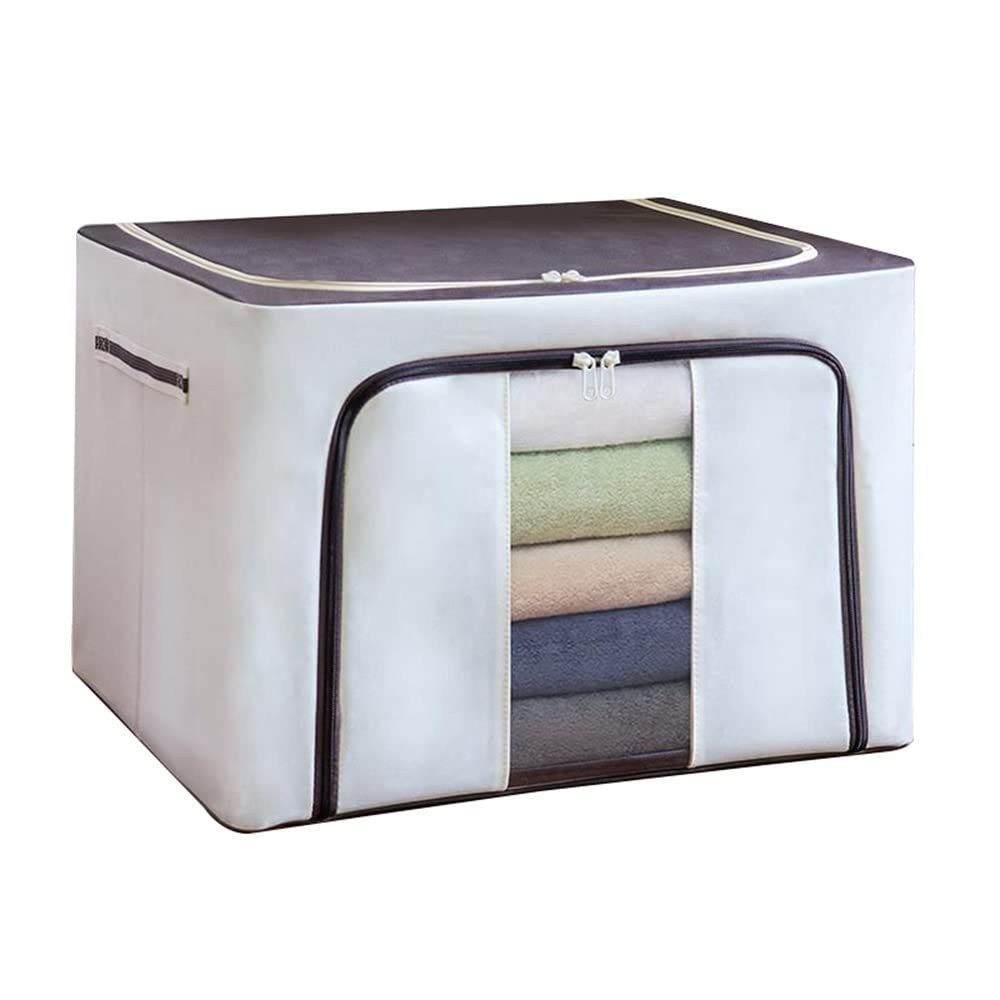 ETRGFTHU Clothes Storage Box Under-bed Storage for Household Sundries Collapsible Large Capacity Organizer Quilt Storage(Beige,50cm*40cm*36cm)