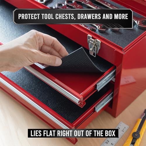 Image of Precision Defined Professional Grade Tool Box Liner, 16 ft x 16 inch, Black | Tool Box Drawer Liner, Shelf Liner Non Slip Mat, Thick Cabinet Shelf Liner, Toolbox Drawer Liner (Pack of 2)