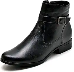 Bota Cano Baixo de Couro Legitimo Preto