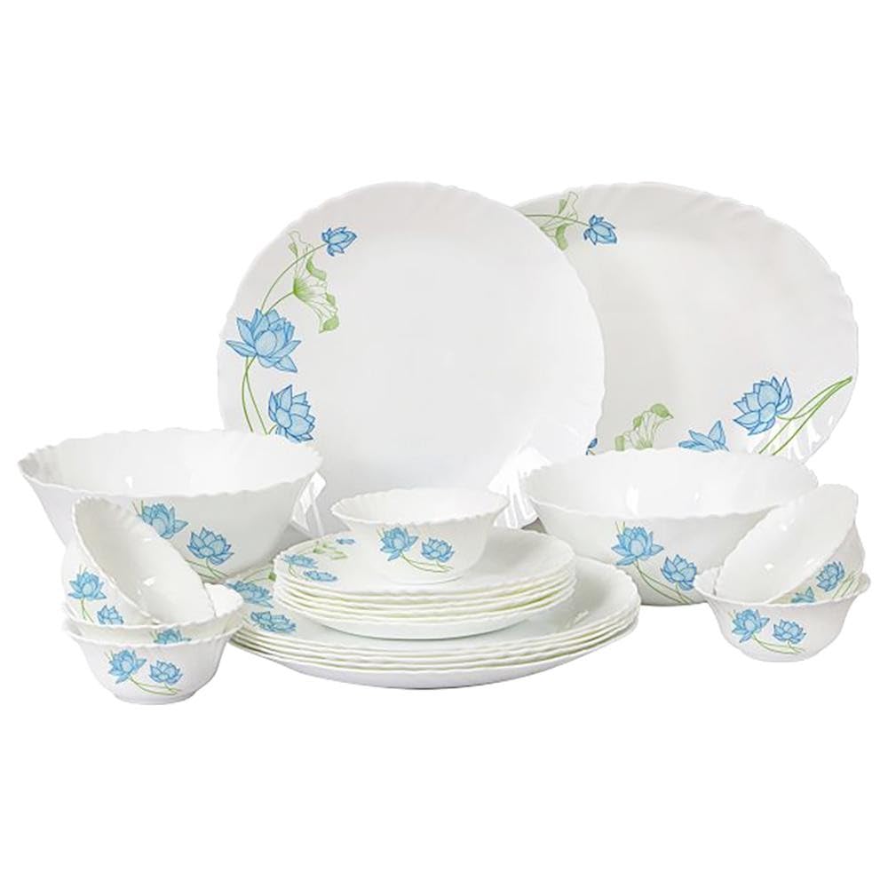 CelloImperial Neelkamal Opalware Dinner Set, 21-Pieces, White