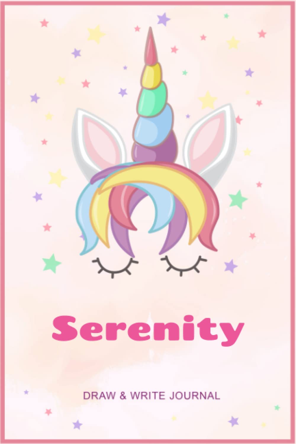 Serenity Draw & Write Journal: Personalized Name Journal for Girls Women Princess, Unicorn Journal Half Lined Half Blank, Happ Birth Day Gift Notebook for Girls