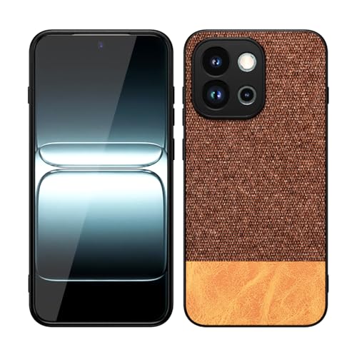 Image of Kapa Soft Fabric & Leather Hybrid Protective Back Cover for OnePlus 13S | Shockproof Slim Hard Anti Slip Back Case (Brown)