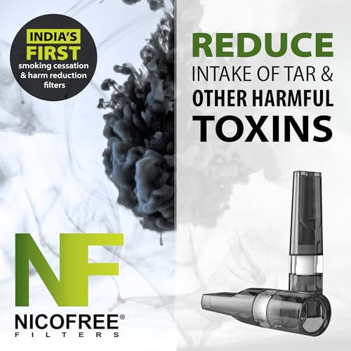 Image of Nicofree | Black | 35 Cigarette Filters, 5 Packs | Made with Toxin-free, Recycle-friendly Materials | Reduce Tar, Prevent Stains & Odour on Fingers | For Cigarettes, Dokha, Medwakh Pipe