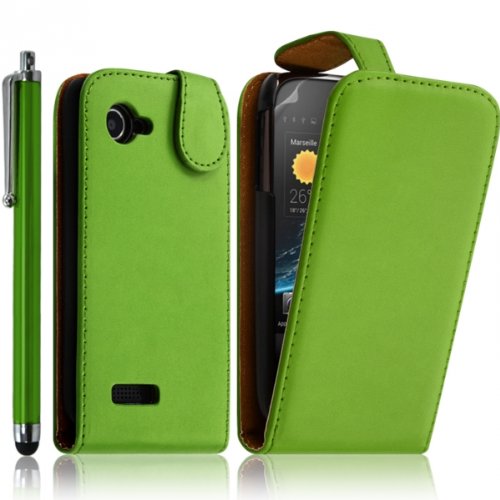 Seluxion - Housse Etui Coque Vert pour Wiko Cink Slim + Stylet + 1 Film de Protection