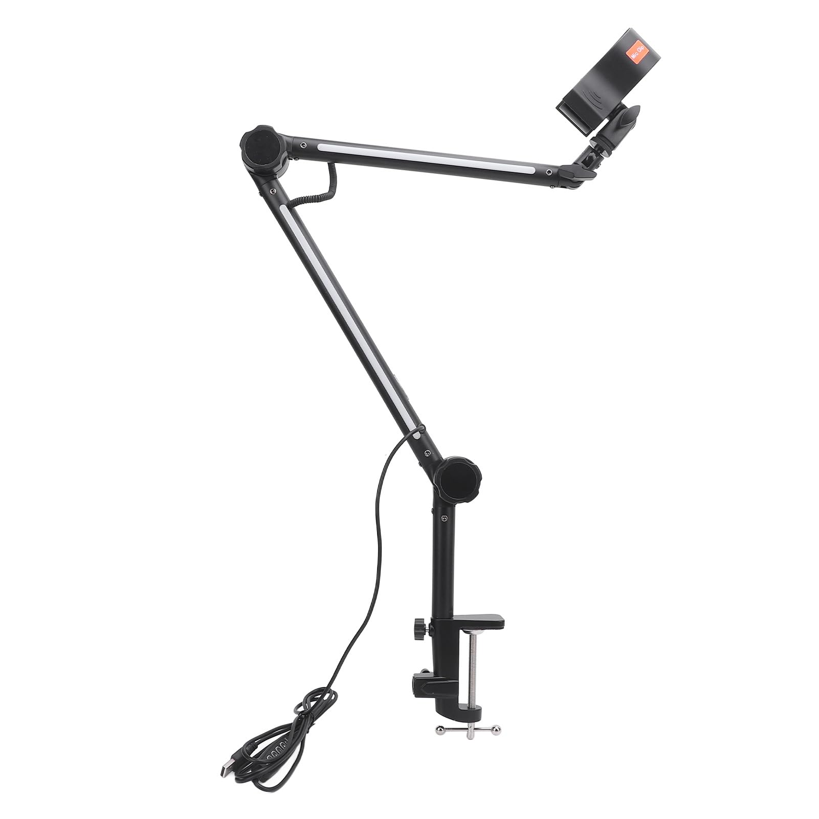 Supporto Girevole a Sospensione con Braccio a Forbice per Microfono RGB Supporto da Tavolo in Metallo con Luce Gaming Streaming Podcasting -38 Braccio in Metallo Resistente con Luce RGB