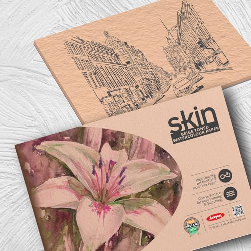 Image of Anupam Skin Toned Watercolour Paper Pad - Beige Toned - Cold Press Paper - 225 GSM - 15 Sheets - A4