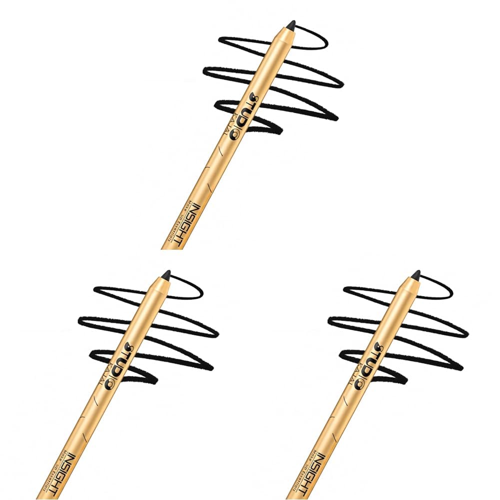 INSIGHT Studio Kajal - Black 1.5 g | Waterproof & SmudgeProof | Long-Lasting | Jet Black Eye Pencil for Precision Lines & Smoky Eye Makeup (Pack of 3)-image-4