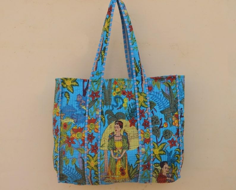 Image of Women's 100% Cotton Lightweight Shoulder Tote Bag with Interior Poeckt Casual Handbag for Women