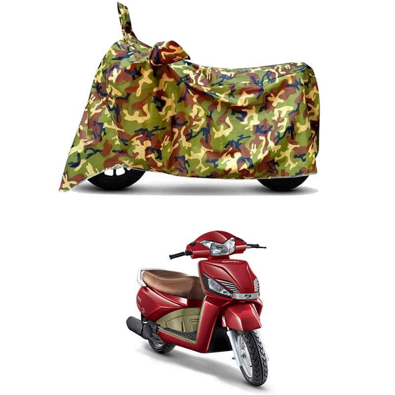 Image of Waterproof 100% PVC Coated Full Bike Scooty Two Wheeler Body Cover Compatible for Mahindra Gusto VX /UV-Rays /Heat Protection /Birds Dropping /Scratchproof /Dust Proof [6X6 Jungle Print]