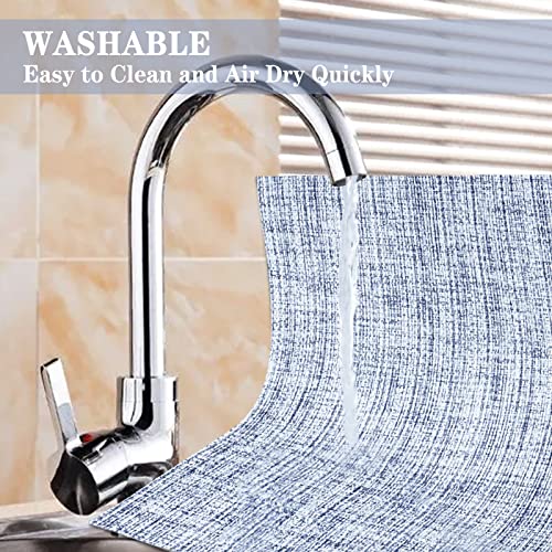 Beteam Placemats Set Of 6, Woven Vinyl Placemats, Washable & Durable Table Placemats, Indoor/Outdoor Use Table Mats, Blue White #TOP3