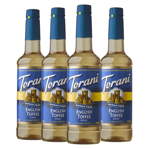 Image of Torani Sugar-Free Syrup, English Toffee, 25.4 Fl Oz Bottle (Pack of 4)