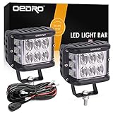 oEdRo Side Shooter LED Lights 2Pcs 4 Inch 60W Dual Row LED Pods Off Road Spot Flood Combo Beam Dual Side Cubes Work Light Driving Fog Lights for Trucks Jeep ATV SUV Boat, with Wiring Harness