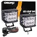 oEdRo Side Shooter LED Lights 2Pcs 4 Inch 60W Dual Row LED Pods Off Road Spot Flood Combo Beam Dual Side Cubes Work Light Driving Fog Lights for Trucks Jeep ATV SUV Boat, with Wiring Harness