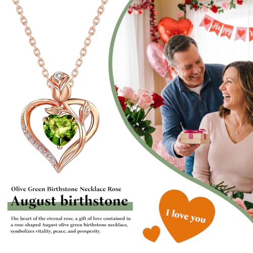 Image of Heart Birthstone Necklace for Women I Love You