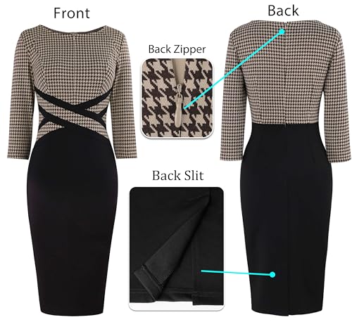 Image of VFSHOW Womens Front Zipper Work Office Business Casual Church Sheath Dress