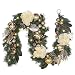 Valery Madelyn Pre-Lit 6 Feet/72 Inch Elegant Champagne Gold Christmas Garland with Ball Ornaments, Ribbon and Flowers, Battery Operated 20 LED Lights
