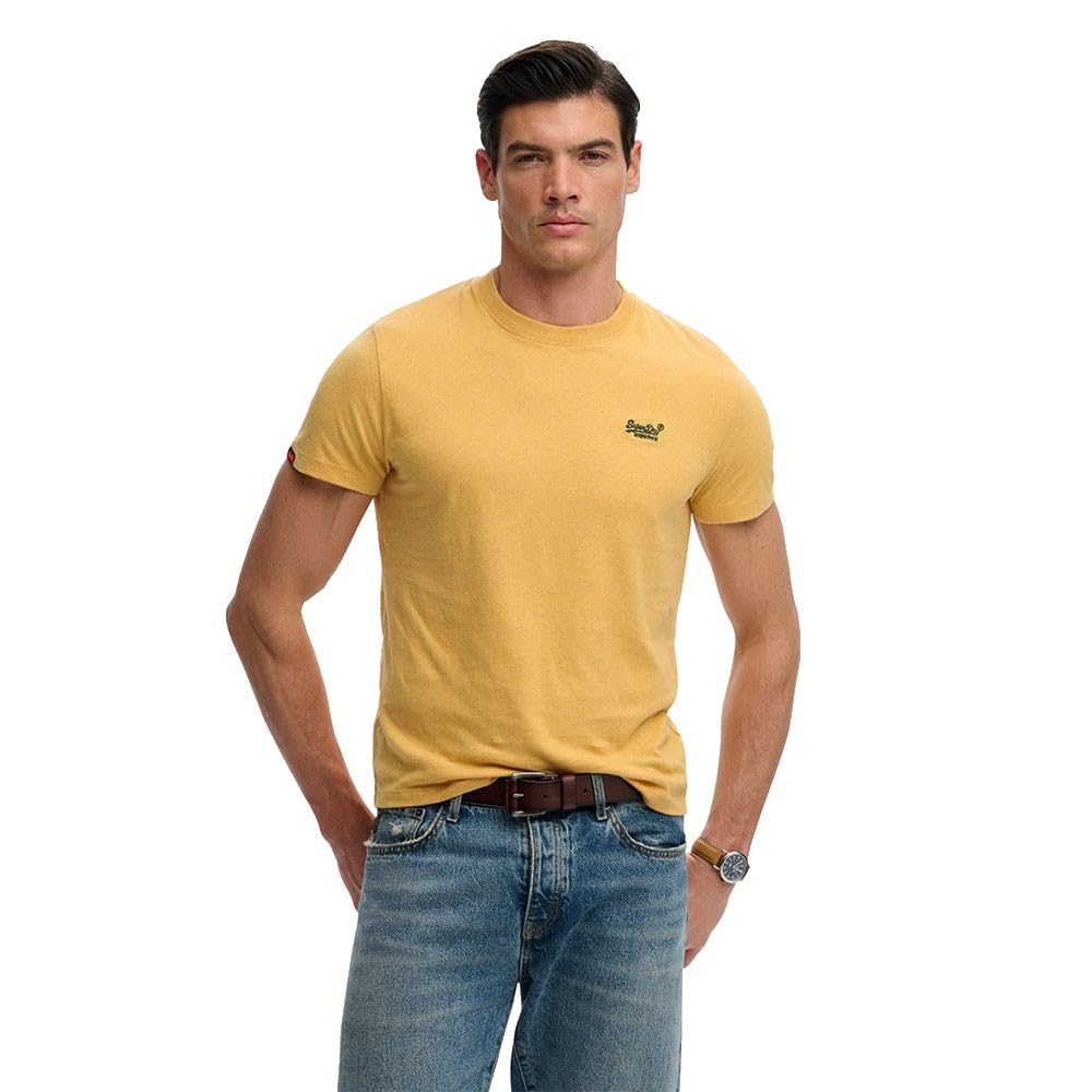 Superdry Essential Logo EMB Tee M1011245A Ochre Yellow Marl/Green S