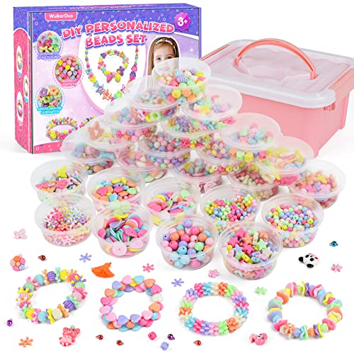WuikerDuo Manualidades Juego para Niñas, Cuentas Kit para Niñas, 24 Clases Pulseras kit en Caja Juego de Cuentas Bricolaje para Niños para Fabricación de Joyas para Niñas Cover