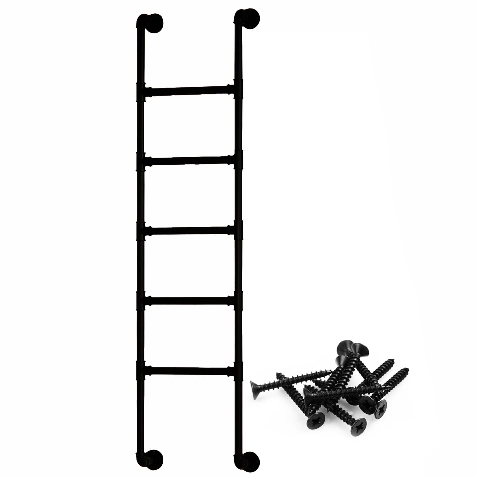 BYFSRUS 4ft8ft Egress Ladder for Basement Window Well Black Wrought Iron WallMounted Metal Step Ladder Easy Install Attic Bunk Bed Ladder (155cm/61in)